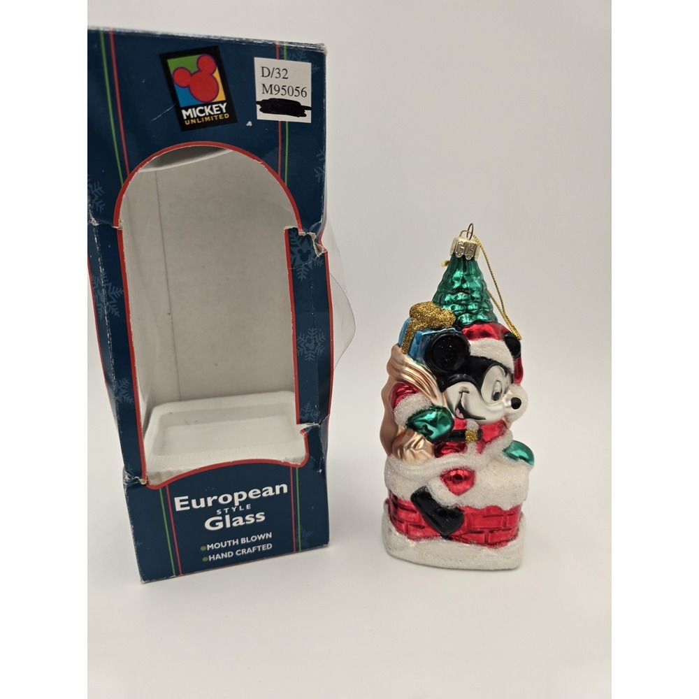 Disney Mickey Mouse Christmas Ornament Blown Glass Vintage European Style